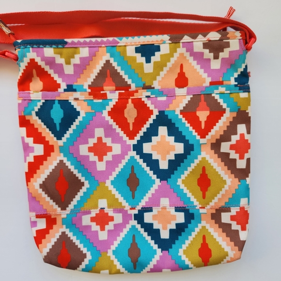 Vera Bradley Hacienda Diamonds Colorful Print Coral Strap Crossbody Bag Purse - Picture 5 of 15